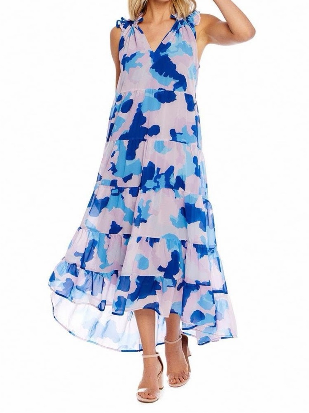 Mud Pie Indy Abstract Lilac Maxi Dress Size Large